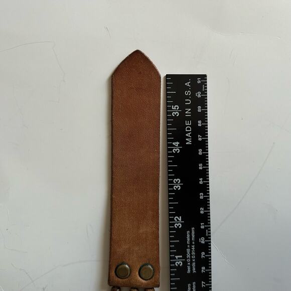 💥Wood Beaded Belt Leather Women’s size S/M 1970s / 1980s retro vibes - Picture 3 of 8